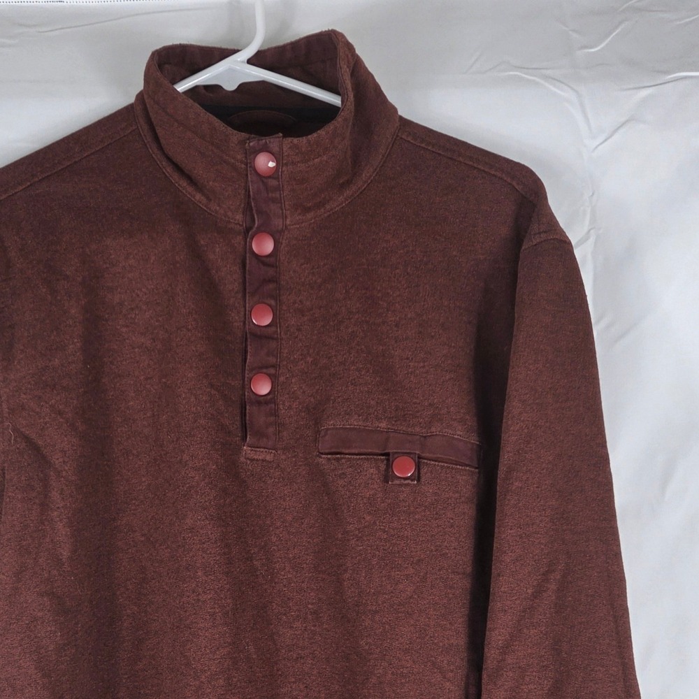 UNTUCKit Parkson Quarter Snap Pullover Mens Large Burgundy Heather Mock Neck